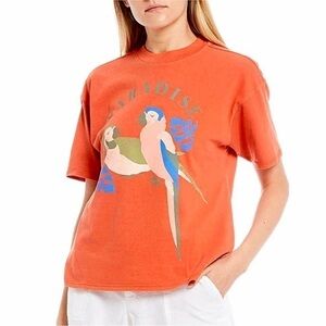 O’NEILL Paradise Tee in Tangerine Orange with Tropical Parrots Size XS (EUC)
